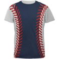 thumbnail image 1 of Baseball League Navy Blue and White All Over Mens T Shirt, 1 of 2