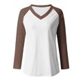 thumbnail image 4 of EQWLJWE Fall Raglan Sleeve Tunic Tops Womens Plus Size Color Block V Neck Raglan Long Sleeve Shirts Casual Fall Sweatshirts Holiday Raglan Sleeve Tops, 4 of 4