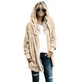thumbnail image 2 of Innerwin Coat Hooded Ladies Outwear Winter Warm Long Sleeve Fuzzy Jacket Beige XXL, 2 of 6