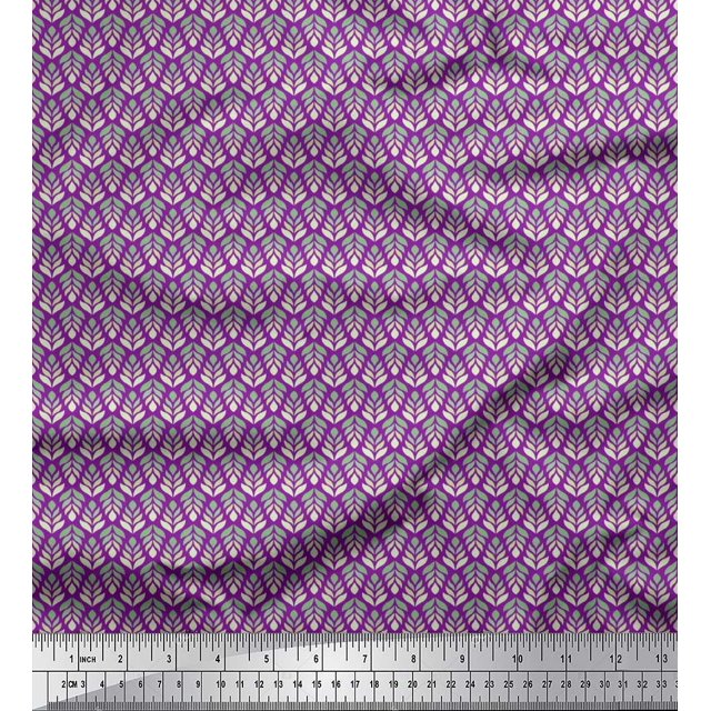 Soimoi Rayon Fabric Leaves Small Fabric Prints by Yard 42 Inch Wide