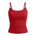 thumbnail image 4 of Craaazy Women's Fashion Ribbed Tank Top Solid Color Slim Fit Scoop Neck Spaghetti Strap Summer Cami Gifts, 4 of 5