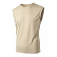 thumbnail image 2 of BADHUB Mens Workout Hooded Tank Tops Drawstring Muscle Stretch Sleeveless Solid Color Shirts Loose Gym Vest Clearance Beige S, 2 of 8