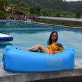 thumbnail image 3 of EQWLJWE Ergonomic Inflatable Lounger Beach Bed Camping Chair Air Sofa Couch Hammock with Pillow, Waterproof Anti-Air Leaking Single Layer Nylon Fabric for Hiking Travel Beach Park, No Pump Required, 3 of 3