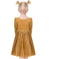 thumbnail image 2 of Robe Fille Velours Jaune Noël Perle Manches Longues Vacances Hiver 7 Ans, 2 of 7