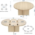 thumbnail image 2 of Table à Manger Extensible de 43,3 Pouces-59 Pouces pour 4 à 8, Table de Cuisine Ronde à Ovale avec Rangement Caché et Base Croisée Robuste, Table Moderne pour Salle à Manger et Salon, Rallonges Amovibles, Bois Naturel, 2 of 9