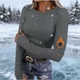 thumbnail image 2 of YOIAVAIOY Women Long Sleeve Shirts Rib Knit Slim Fit Basic Tees Fall Casual Outfits Spring Fall Undershirts Gray L, 2 of 9