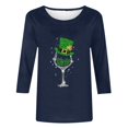 thumbnail image 4 of T-Shirt Ample à Manches Trois-Quarts et Col Rond Imprimé pour la Saint-Patrick pour Femmes, 4 of 6