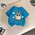 thumbnail image 4 of Chemises Filles Imprimé Mignon Col Rond Manches Courtes Tee Été Mode Ample Vêtements Bébé Filles Bleu 8-10 Ans, 4 of 4