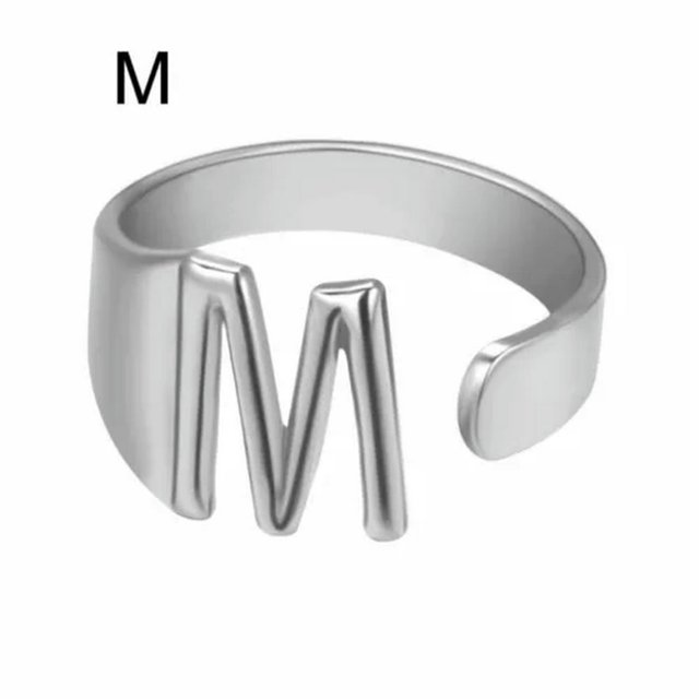 CUITING Bague Mode Ajustable Initiale Alphabet Lettre A-Z Bagues pour Femmes Bijoux-Argent C