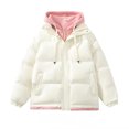 thumbnail image 1 of Pisexur Winter Coats for Men Long Sleeve Solid Color Mens Winter Jacket Casual Zipper Button Drawstring Warming Jacket Oversized Hooded Jacket Outerwear with Pockets S-3XL, 1 of 1
