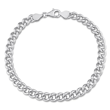 Miabella Sterling Silver Curb Chain Men's Bracelet