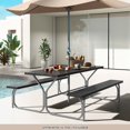 thumbnail image 2 of Costway 6 FT Picnic Table Bench Set Outdoor Dining Table & 2 Benches with Metal Frame Black, 2 of 10
