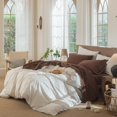 thumbnail image 3 of Bedding Sheet Set Washed Cotton Linen Like Textu Breathable Durable Soft Comfy (Dark Orange Queen), 3 of 6