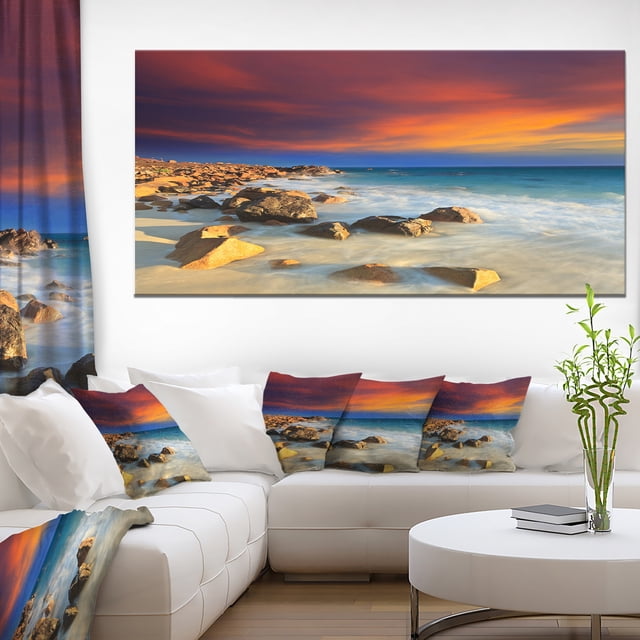 Beach with Stones on Foreground - Extra Large Seascape Art Canvas