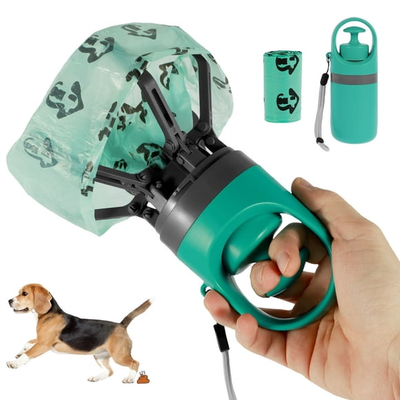 Pelle à Caca pour Chien Pelle à Griffes Portable avec Distributeur de Sac à Caca Intégré Nettoyeur Léger pour Ramasser les Déchets d'Animaux Pince à Caca Portative pour Chiens Petits Moyens et Grands Marche