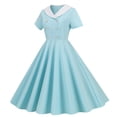 thumbnail image 4 of Babysbule Robe pour Femme 2024 Été Mode Femmes Décontractée Unie Vintage à Manches Courtes à Col en V Robe Mini pour Dames, 4 of 7
