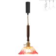 thumbnail image 1 of FSLiving J-Type Track Light Pendants Restaurant Pink Flower Glassblowing Lamp Juno Track Light Adjustable Height Cone Industrial Style for Kitchen Island 5 ft,(Walnut Wood), 1 of 8
