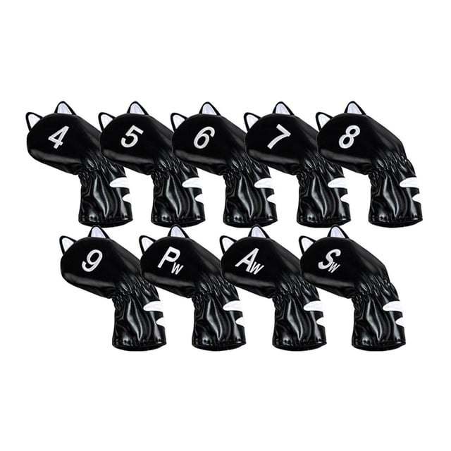 pitrice Golf Head Covers Mallet Putter Professionals Outdoor Training Equipment 9pcs Iron Black