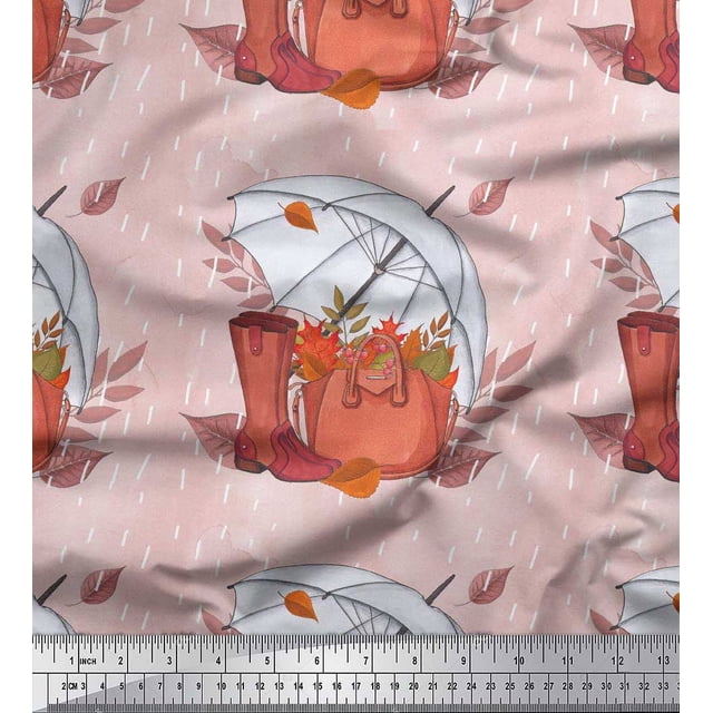 Soimoi Polyester Crepe Fabric Swirls & Floral Artistic Printed Fabric 1 Yard 52 Inch Wide
