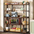 thumbnail image 1 of Large Bakers Rack, 55" Wide Kitchen Hutch Cabinet Microwave Stand with 11 Hooks, 1 of 5