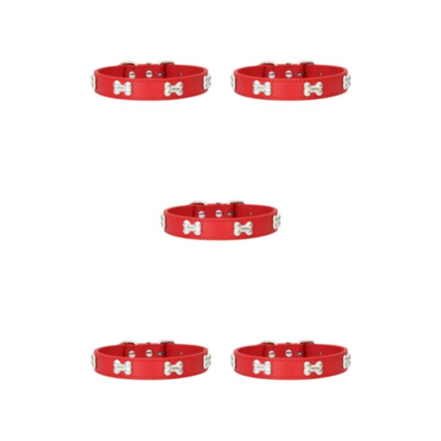 Maytalsory Comfortable Wear Cat Collar In Multiple Sizes With Stylish PU PU Cat Collar Dogs Collars red 1.5*30cm 5Set