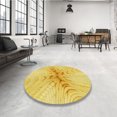 thumbnail image 4 of Ahgly Company Tapis de Zone Rond d'Intérieur Lavable à la Machine, Transitionnel, Jaune Audacieux, 5 Pieds Rond, 4 of 7