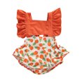 thumbnail image 1 of Xingqing Newborn Infant Baby Girls Short Flare Sleeve Pullover Print Ruffles Jumpsuits, 1 of 9