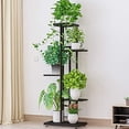 thumbnail image 1 of 5 Tier Metal Plant Stand Holder,Adjustable Multiple Flower Pot Holder Shelves, Planter Shelf Display Rack Storage Organizer for Balcony Garden Indoor Outdoor Corner(Dark Grey), 1 of 5