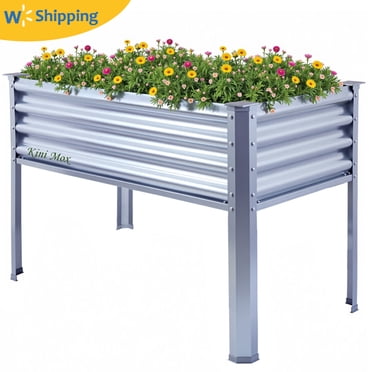 Galvanized Raised Garden Bed with Legs, 120x60x80cm(47×23×31in) Large Metal Elevated Raised Planter Box Outdoor Elevated for Backyard, Patio,Vegetable Herb Flower Planting