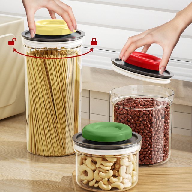 Fwttom Food Storage Containers with Lids, Airtight Food-grade Kitchen Storage Containers, Thickened Transparent Plastic Food Organizationfor Kitchen Cereal & Dry Goods