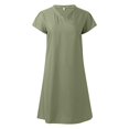 thumbnail image 4 of WILLBEST Robe d'Été Formelle pour Invité de Mariage d'Automne Dresses Robe en Lin pour Femmes Dresses Décontractée Col en V Robe Midi Manches Courtes Robe Ligne A Robe de Plage Sans Accessoires, 4 of 6