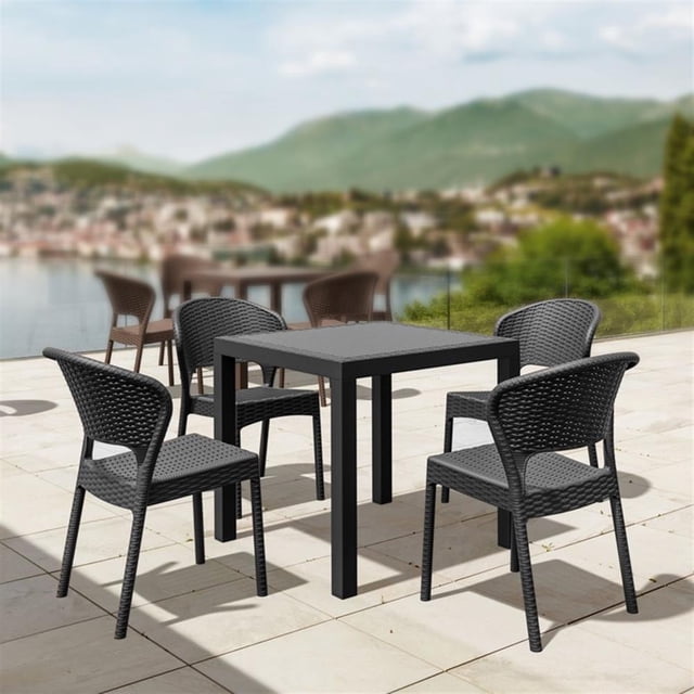Compamia Daytona Ensemble de Salle à Manger de Patio 5 Pcs en Gris Foncé