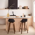 thumbnail image 4 of Bouclair Black Faux Leather and Walnut Wood Bar Stool, 4 of 7