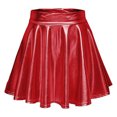 thumbnail image 4 of Shiny Flared Pleated Skirt, Solid Color Mini Polyester Fiber Metallic Glossy Skirt Fashionable  For Performance Black,Red,Golden,Purplish Red,Purple,Silver, 4 of 6