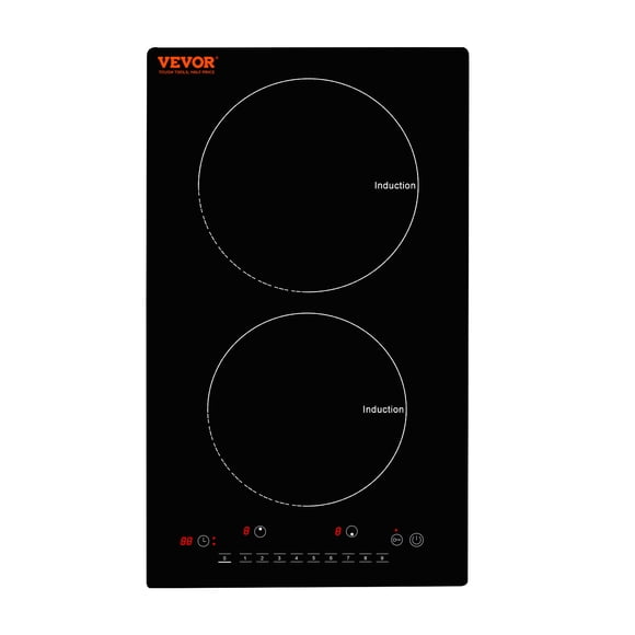 VEVOR Electric Cooktop, 2 Burners, 12'' Induction Stove Top, Built-in Magnetic Cooktop 1800W, 9 Heating Level Multifunctional Burner, LED Touch Screen w/ Child Lock & Over-Temperature Protection