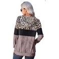 thumbnail image 2 of Chandail à Capuchon pour Femmes à Blocs de Couleur Léopard Camouflage Patchwork, Chandail à Cordon, Haut à Enfiler avec Poche, 2 of 4