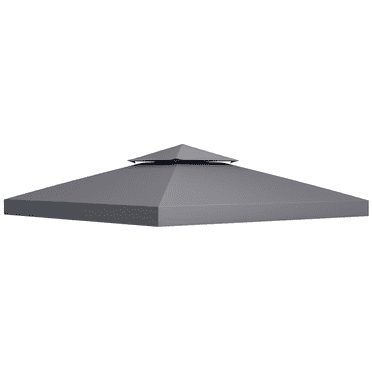 Outsunny 9,84 Pieds x 9,84 Pieds Auvent Carré à 2 Niveaux pour Gazebo, Toile de Remplacement pour l'Extérieur, Jardin, Pare-Soleil, Gris Foncé