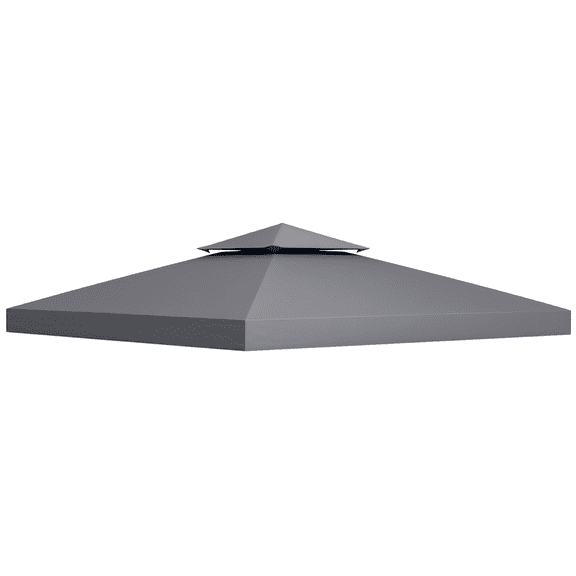 Outsunny Auvent de Gazebo Carré à 2 Niveaux 10 Pieds x 10 Pieds, Toile de Remplacement pour l'Extérieur, Jardin, Pare-Soleil, Gris Foncé