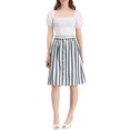 thumbnail image 2 of Unique Bargains Women's Stripes Button Front Elastic Back A Line Midi Skirt, 2 of 7
