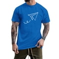 thumbnail image 1 of BOBOGOJP T-Shirt à Manches Courtes pour Homme T-Shirt à Manches Courtes Col Rond Chemises T-Shirt Ample Décontracté Hauts d'Automne (Bleu, TG), 1 of 5