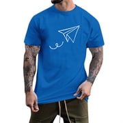 Ketyyh-chn99 Chemise pour hommes 2024 Chemise de base en couleur unie Tshirt homme manches courtes Col rond Tee Top Tshirts normal bleu,2XL