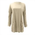 thumbnail image 3 of KIHOUT Spring Winter Womens Tops New Round Neck Long Sleeve Loose Pocket Solid Color Casual Top, 3 of 4
