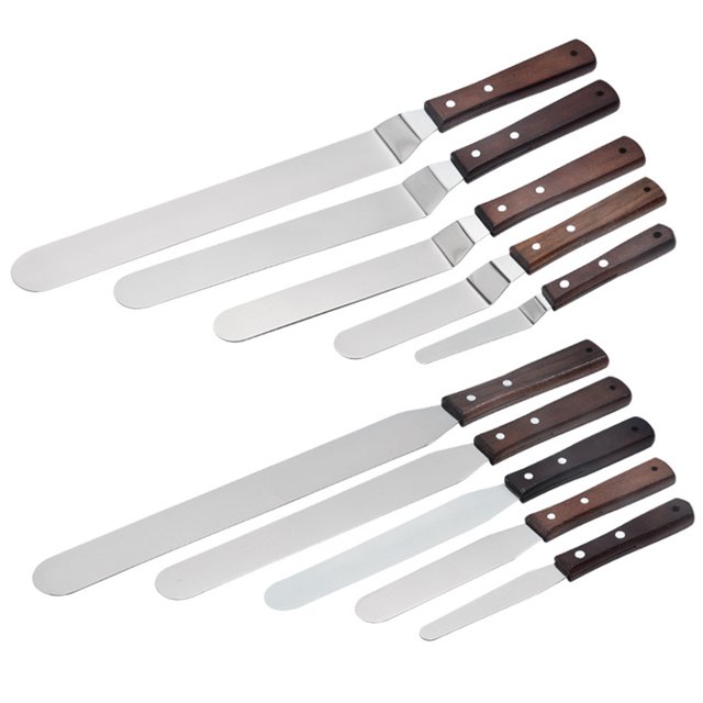 Neinkie Straight and Angled Icing Spatula - Cake Frosting Spatula - High Grade Stainless Steel | Baking and Cake Decorating Supplies - Multipurpose Use for Home, Kitchen or Bakery