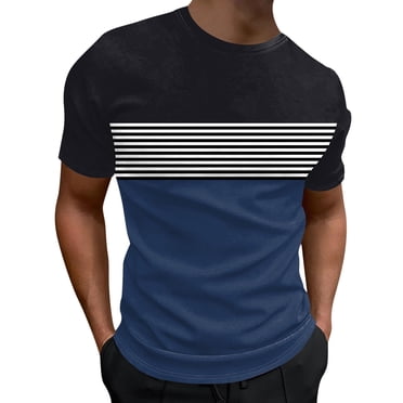 BOBOGOJP Men's Adult Short Sleeve Tee Loose Fit Lightweight Short Sleeve Graphic T-Shirt (Navy,L)