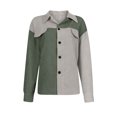 thumbnail image 4 of IROINID Veste Surchemise Courte pour Femmes Rayures Manches Longues Cardigan Long Décontracté Patchwork, Vert, 4 of 8