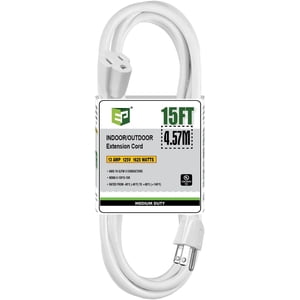 EP 15 FT Black Outdoor Extension Cord, 16/3 SJTW Heavy Duty Waterproof, 3 Prong Grounded Plug, 13A 1625W 16AWG, Cold-Resistant Flexible Power Cable for Garden, Home, Christmas Lights, UL Listed