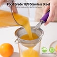 thumbnail image 3 of Passoire à Mailles en Acier Inoxydable 18/8: U-Taste Passoire Fine de Cuisine de 3,9 Pouces avec Poignée en Silicone Robuste Rivetée et Maille 30 pour Filtrer la Farine, les Pâtes, les Fruits, le Quinoa (Violet), 3 of 10
