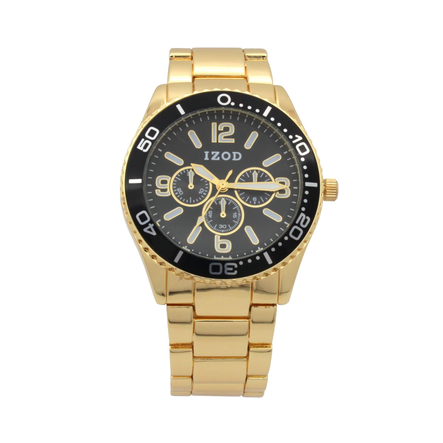 Montre analogique Izod facile à lire à bracelet à maillons dorés