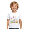 thumbnail image 1 of MIASHUI T-Shirts Graphiques de Pâques pour Garçons Doux Décontractés à Manches Courtes Hauts Colorés pour Enfants Blanc, 4-5 Ans, 1 of 4