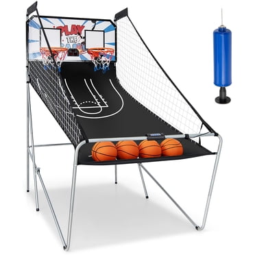 Costway Jeu d'Arcade de Basketball à Double DEL avec Prise Électronique, 8 Modes de Jeu, 4 Balles, Pliable